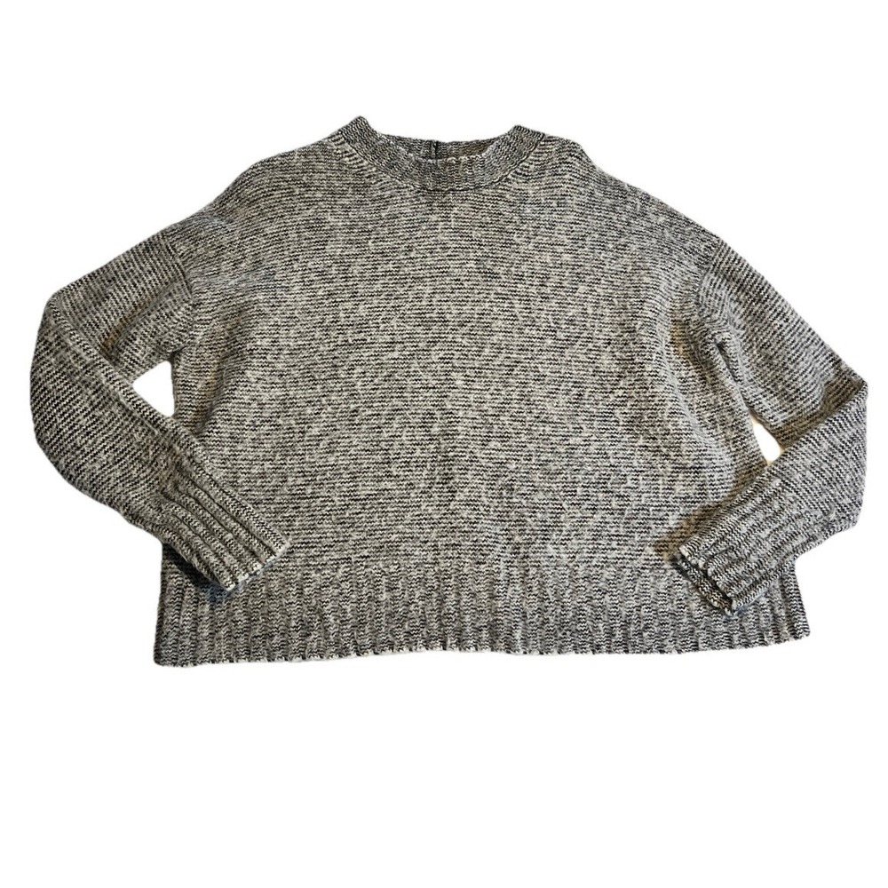 Helmut Lang Sweater Womens XS Gray Alpaca MoHair Wool Pullover Boxy‎ Fuzzy
